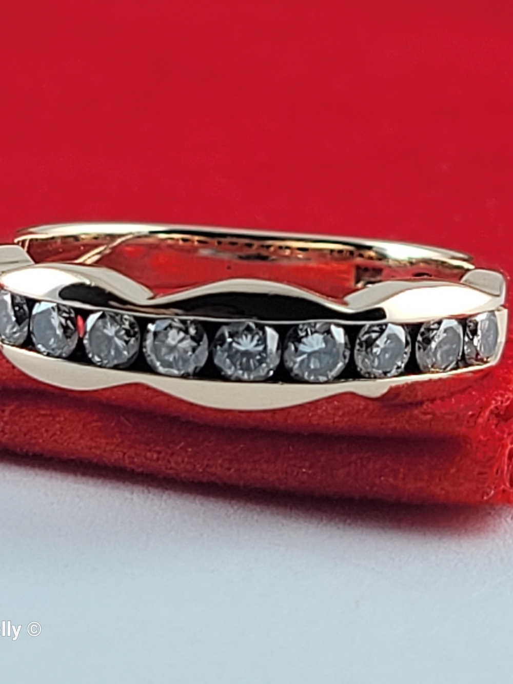 14K Yellow Gold Genuine Diamond Band Ring Size 6.5 - Solid Gold! 👌🎁
